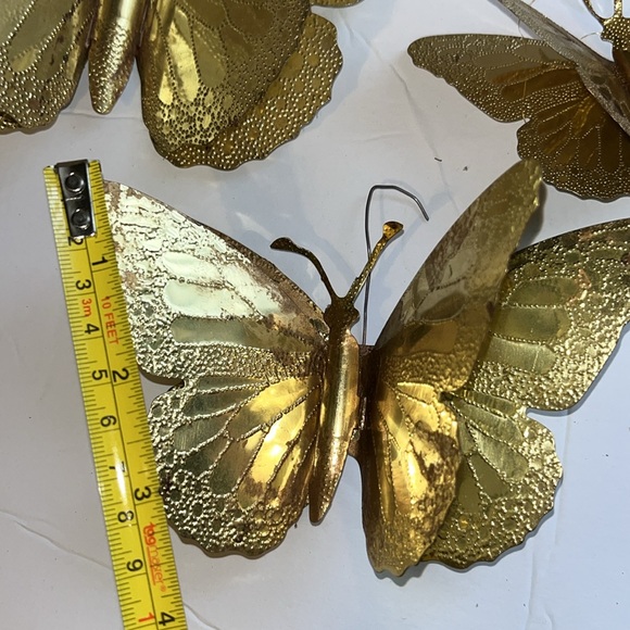 Brass Metal Butterflies Wall Decoration Set of 3 Mid Century Modern Vintage MCM - Picture 8 of 8